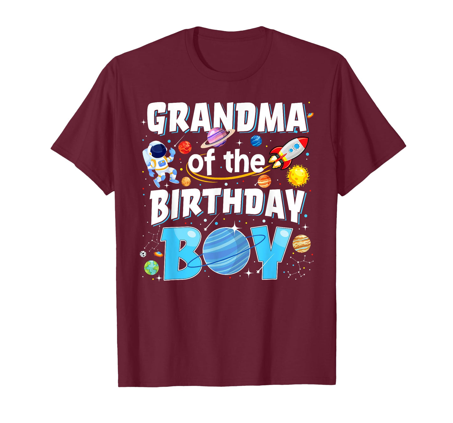 Grandma Of The Birthday Boy Astronaut Space Planets Birthday T-Shirt