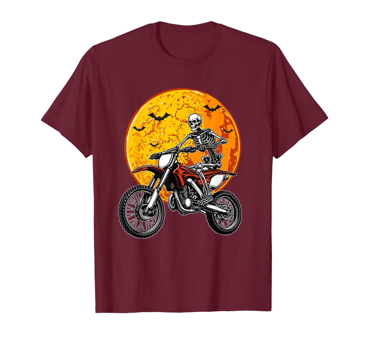 Skeleton Riding Dirt Bike Halloween Horror Costume Biker T-Shirt