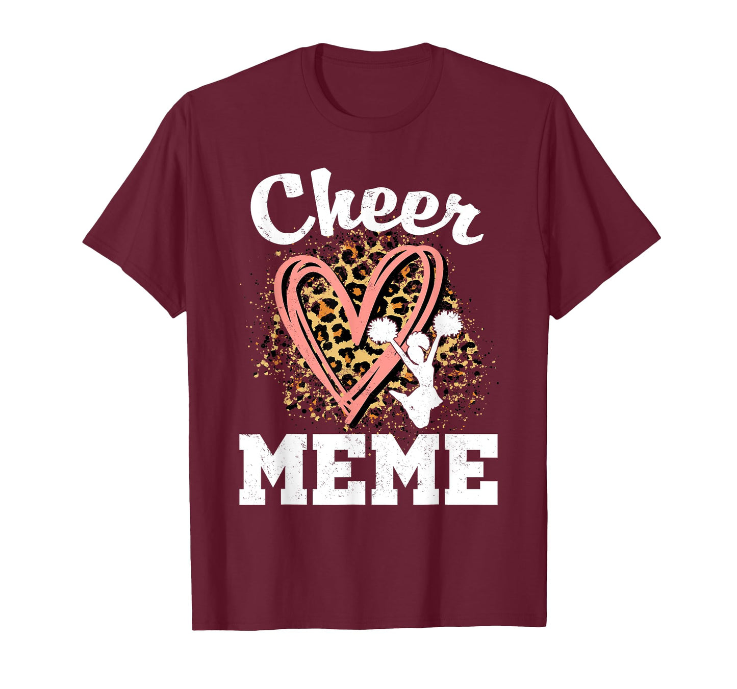 Cheer Meme Leopard Heart Cheerleader T-Shirt