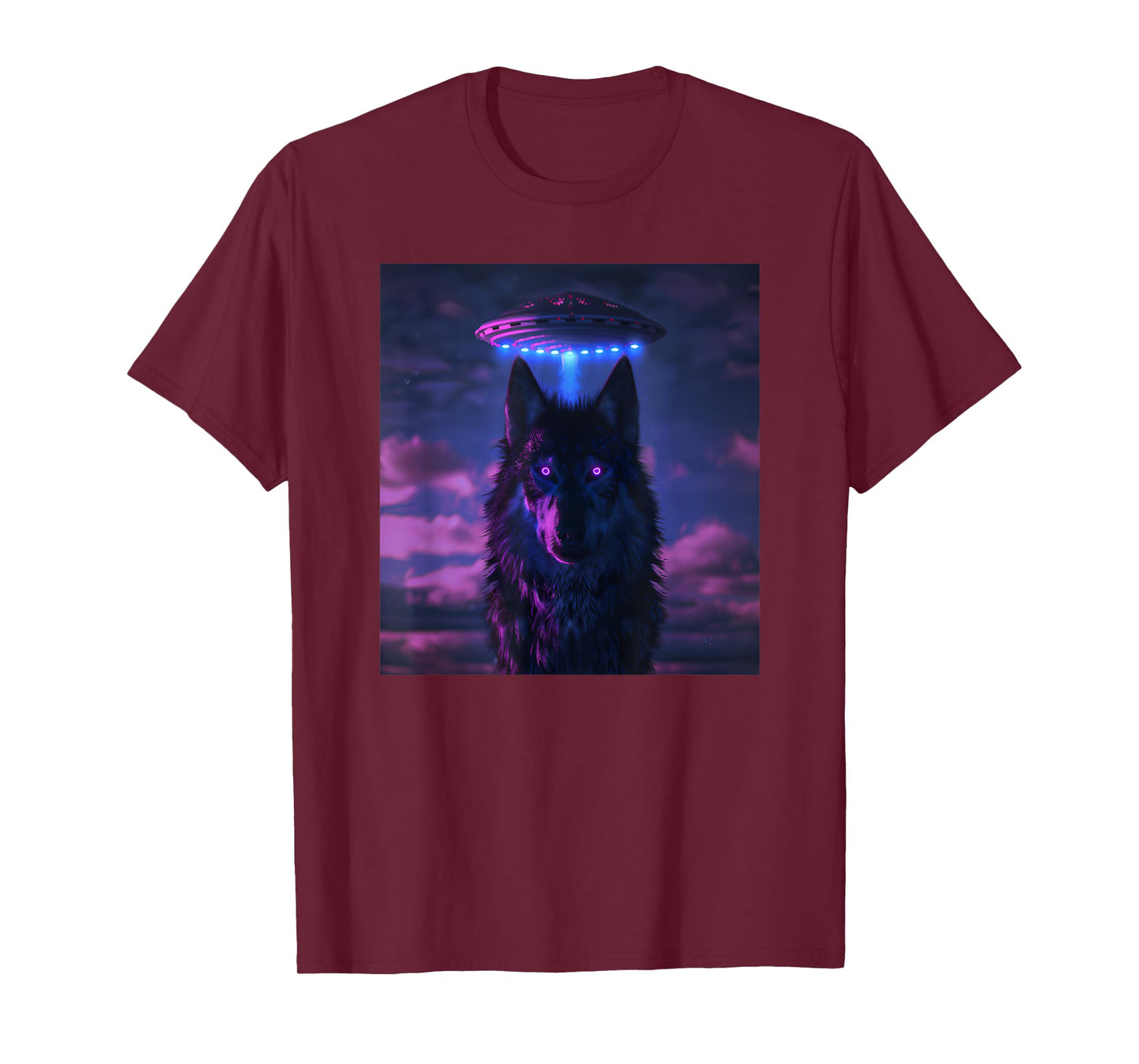 Wolf Selfie with UFO in Nature for Men Women Outdoor Animal T-Shirt