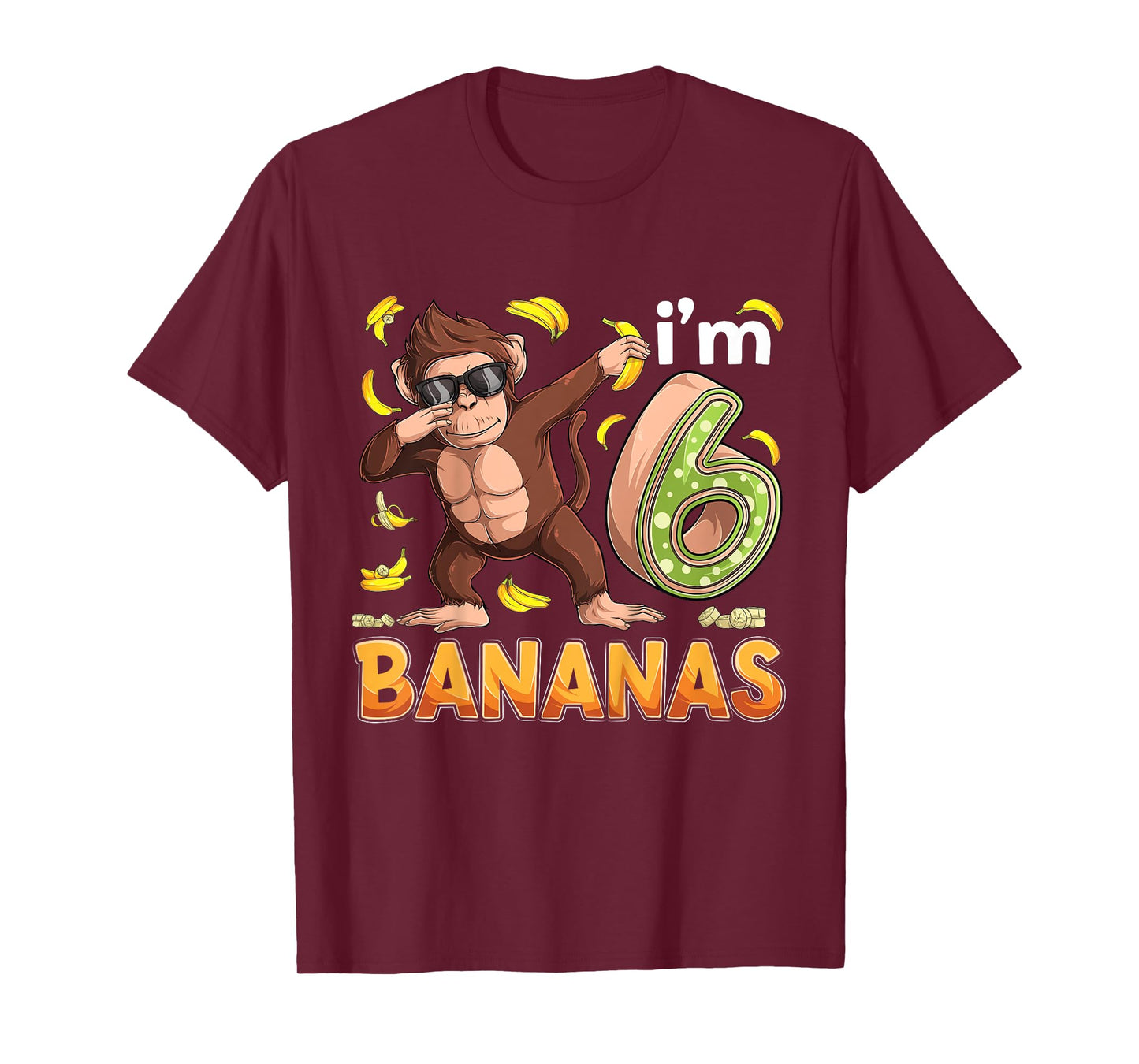 6 Year Old Monkey Birthday Safari Jungle Animal 6th B-day T-Shirt