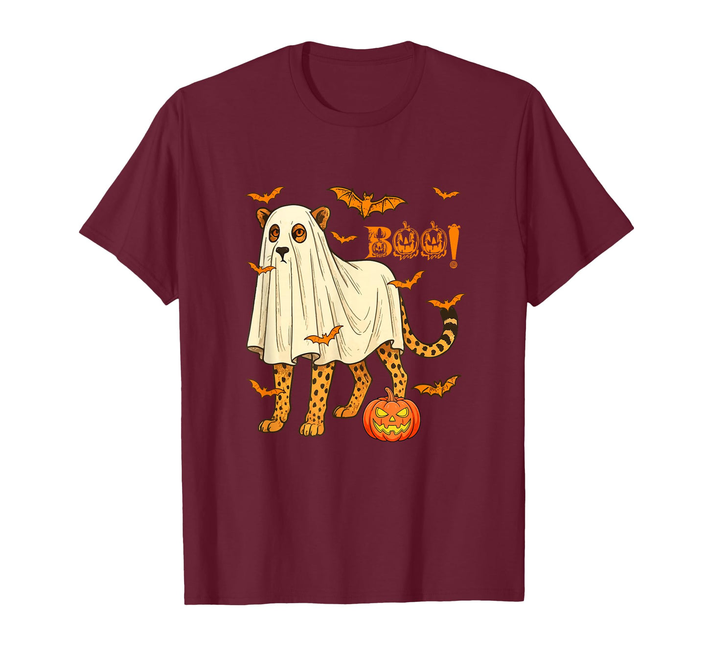 Boo Halloween Cheetah Cosplay Ghost Costume Animal Lover T-Shirt