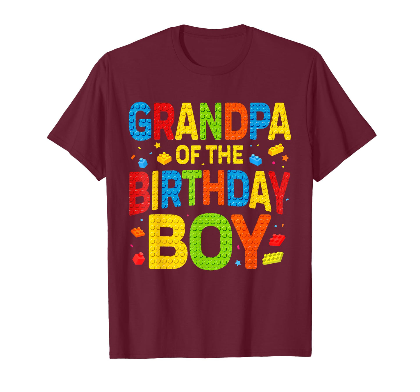 Bday Party Grandpa Of The Birthday Boy Shirt Building Block T-Shirt