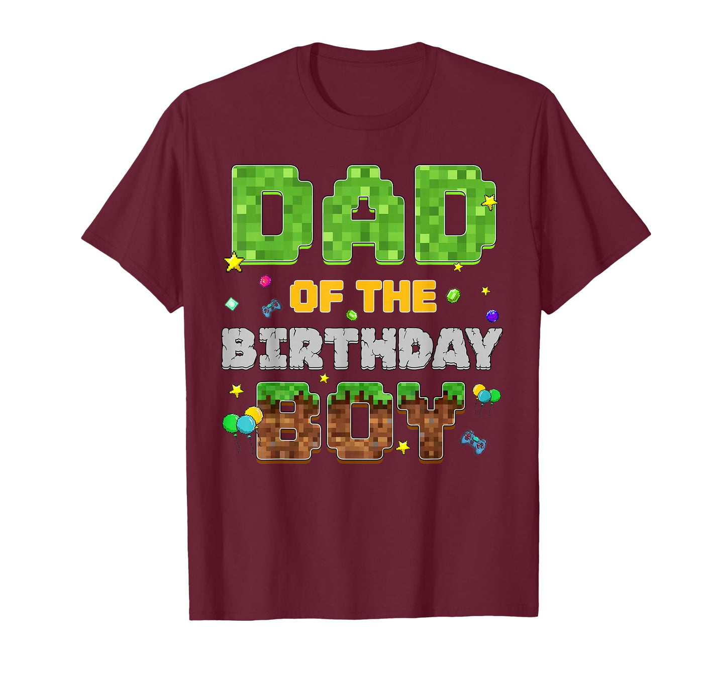 Dad Of The Birthday Boy Pixel Gamer Party Matching Family T-Shirt