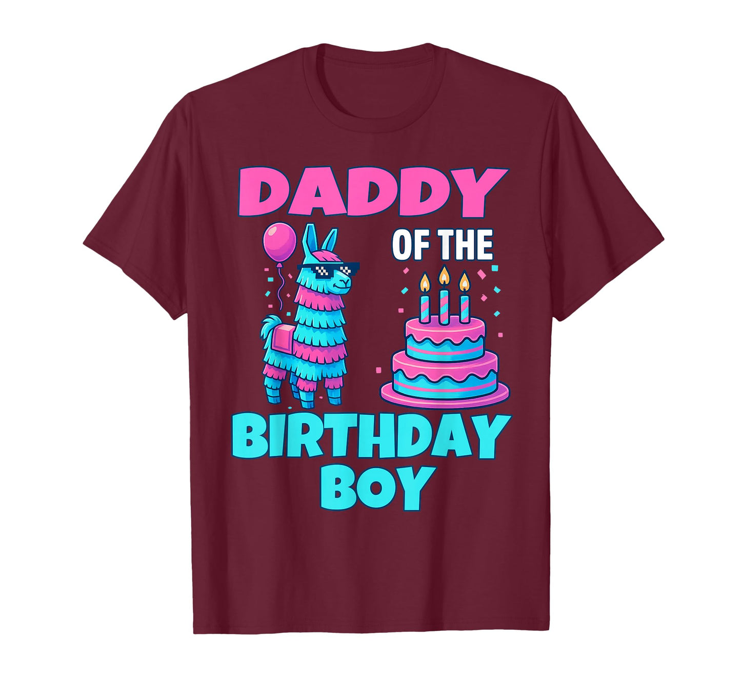 dad of Birthday Boy Llama Pinata Party family mathing men T-Shirt