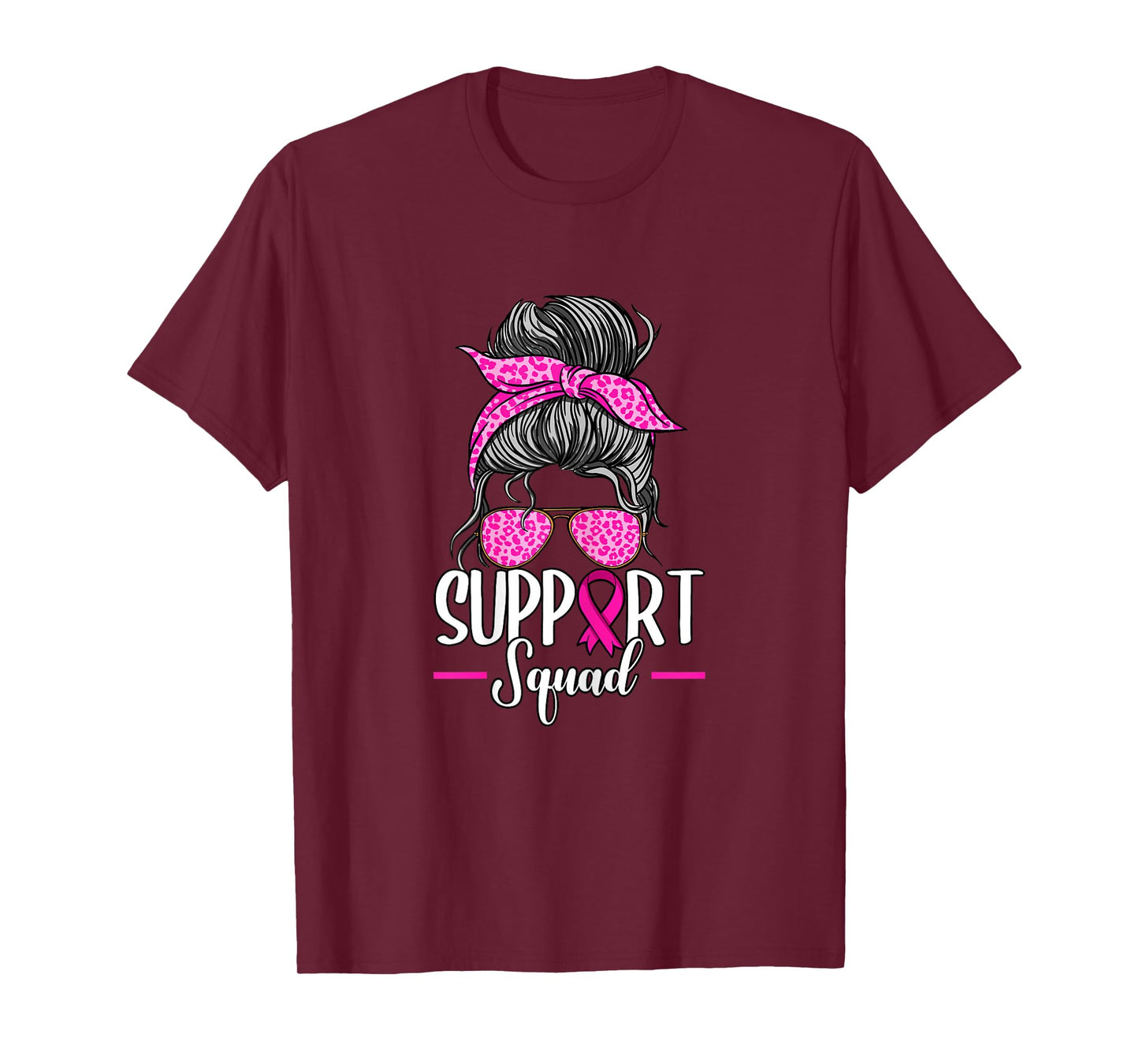 Support Squad Messy Bun Breast Cancer Awareness T-Shirt