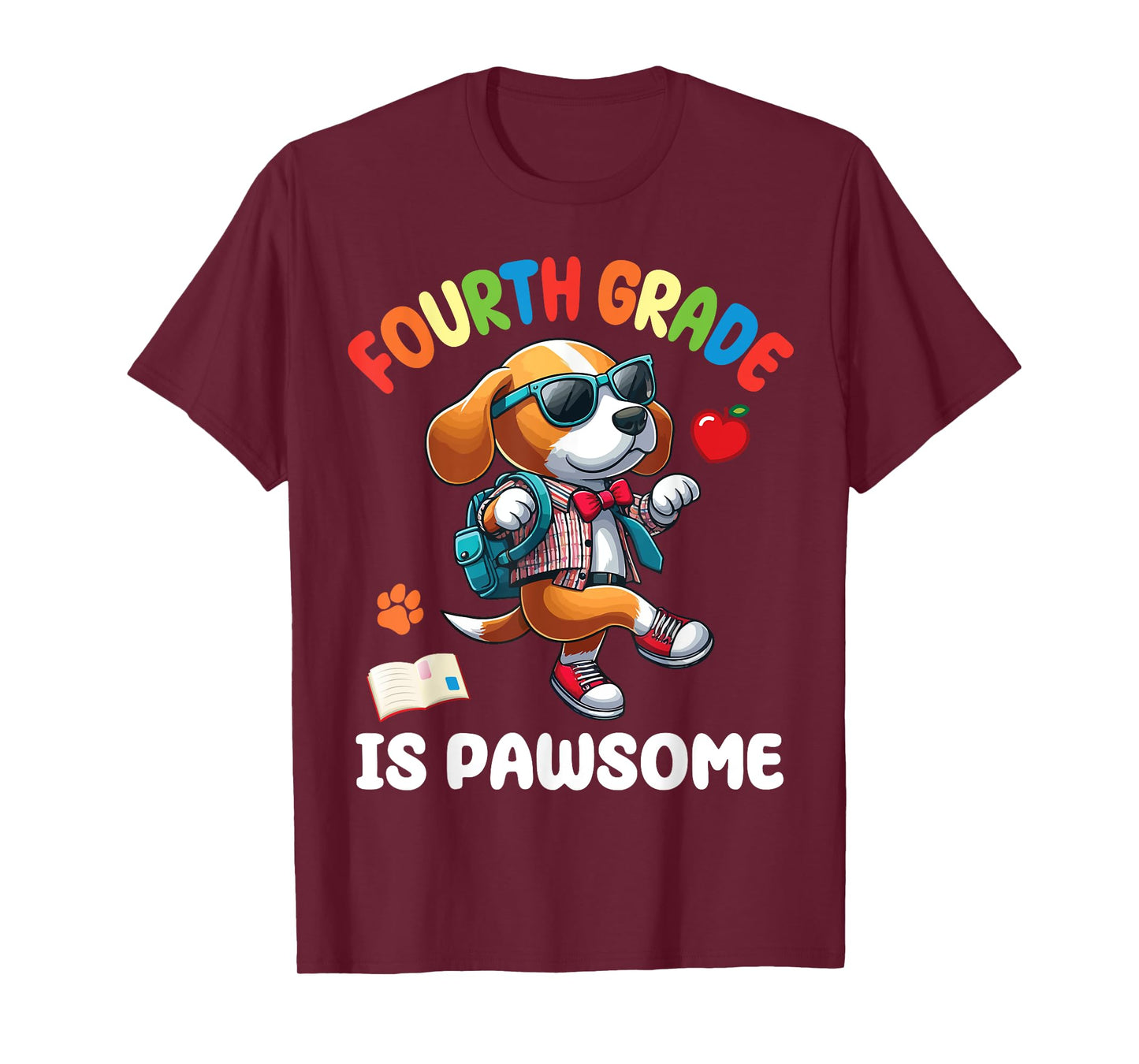 Cute Dog With Backpack School Vibes Fourth Grade Is Pawsome T-Shirt