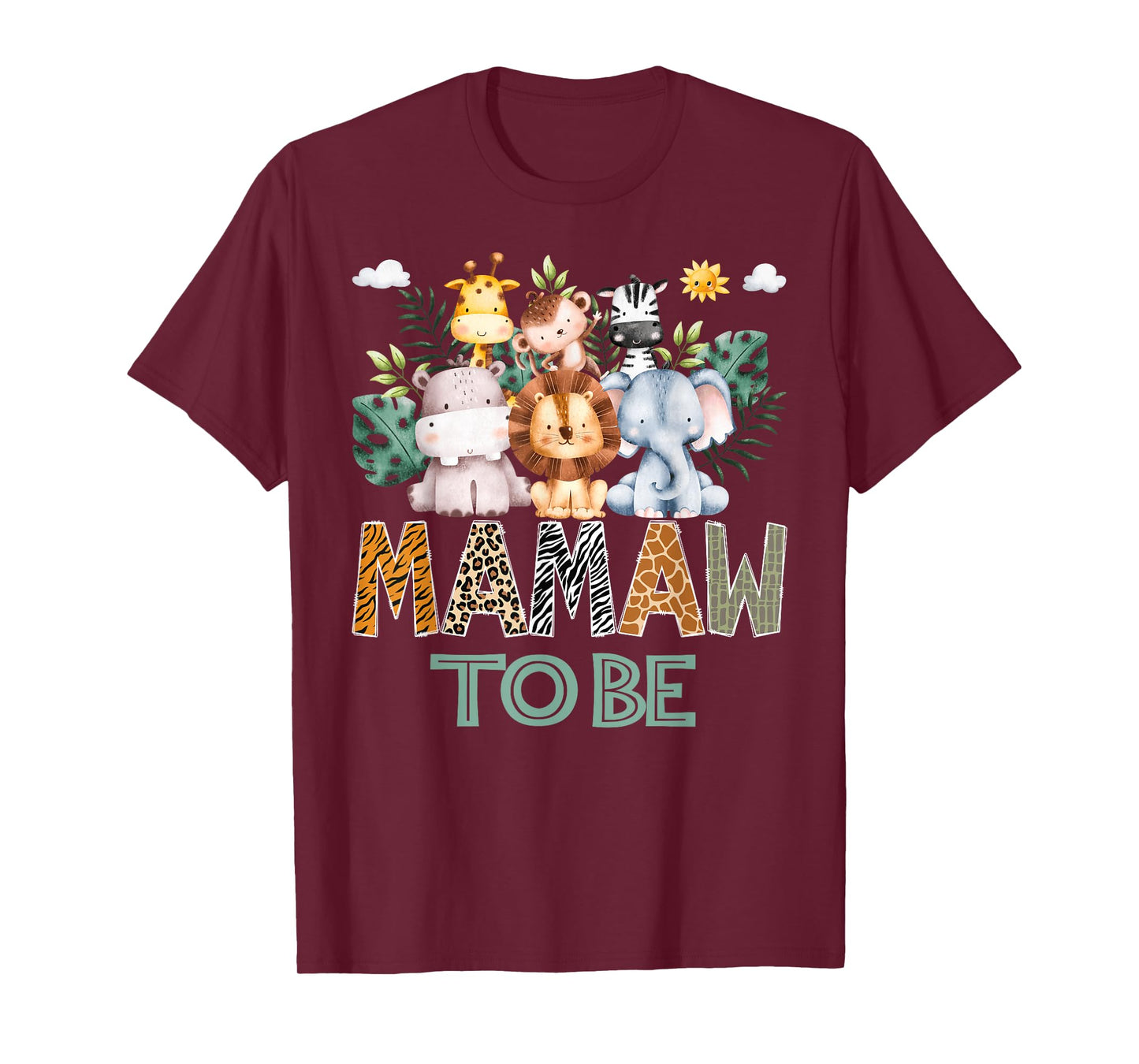 Soon To Be Mamaw Jungle Animal Safari Gender Reveal T-Shirt