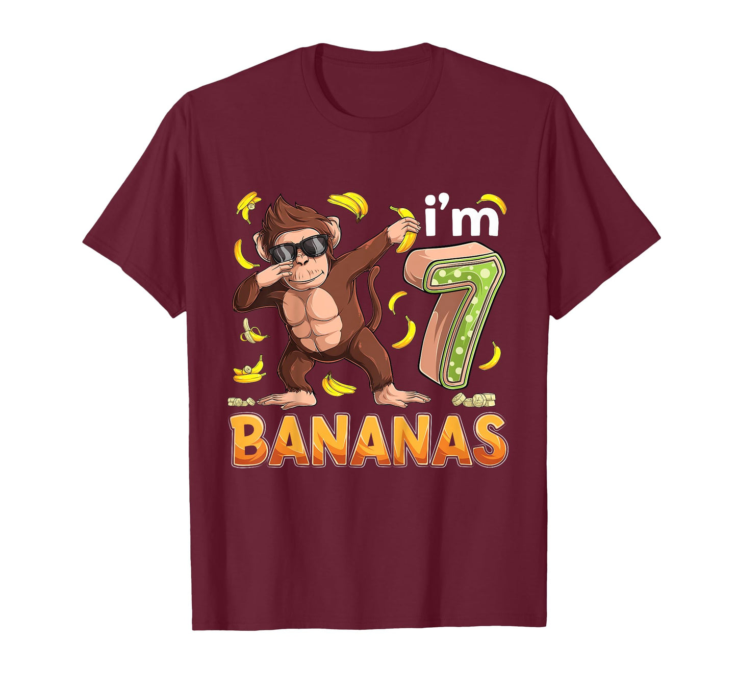 7 Year Old Monkey Birthday Safari Jungle Animal 7th B-day T-Shirt