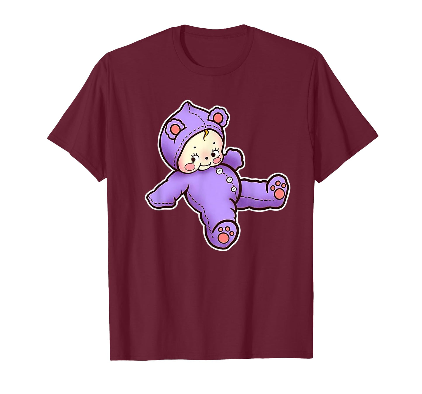 Urban Empyre Kewpie Baby Teddy Bear Cute Kewpie Doll T-Shirt, Small, Black