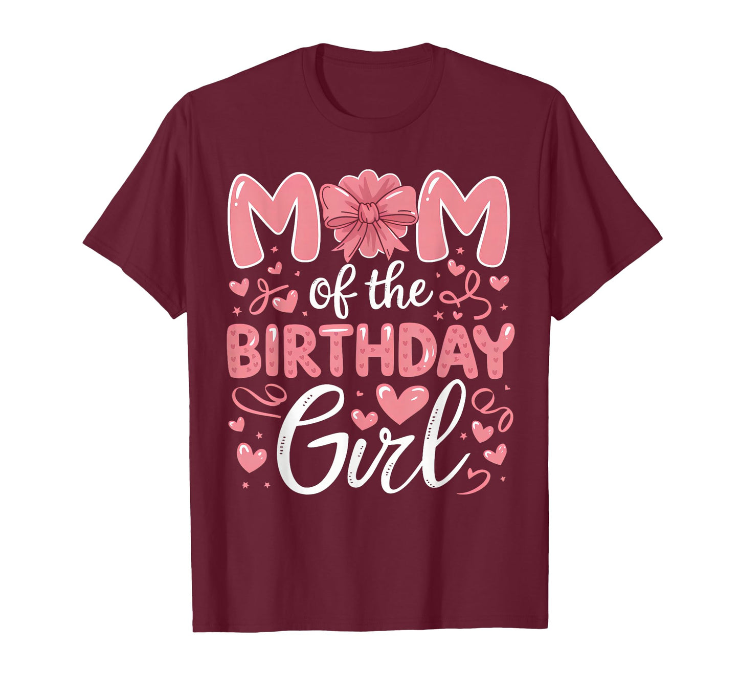 Mom Of The Birthday Girl Family Pink Coquette Bow B-day Girl T-Shirt