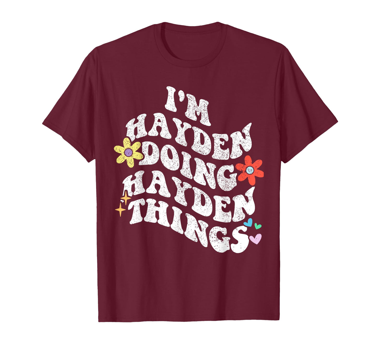 Personalized Name Mothers Day outfit For Women Retro Groovy Im HAYDEN Doing HAYDEN Things Funny Mother's T-Shirt