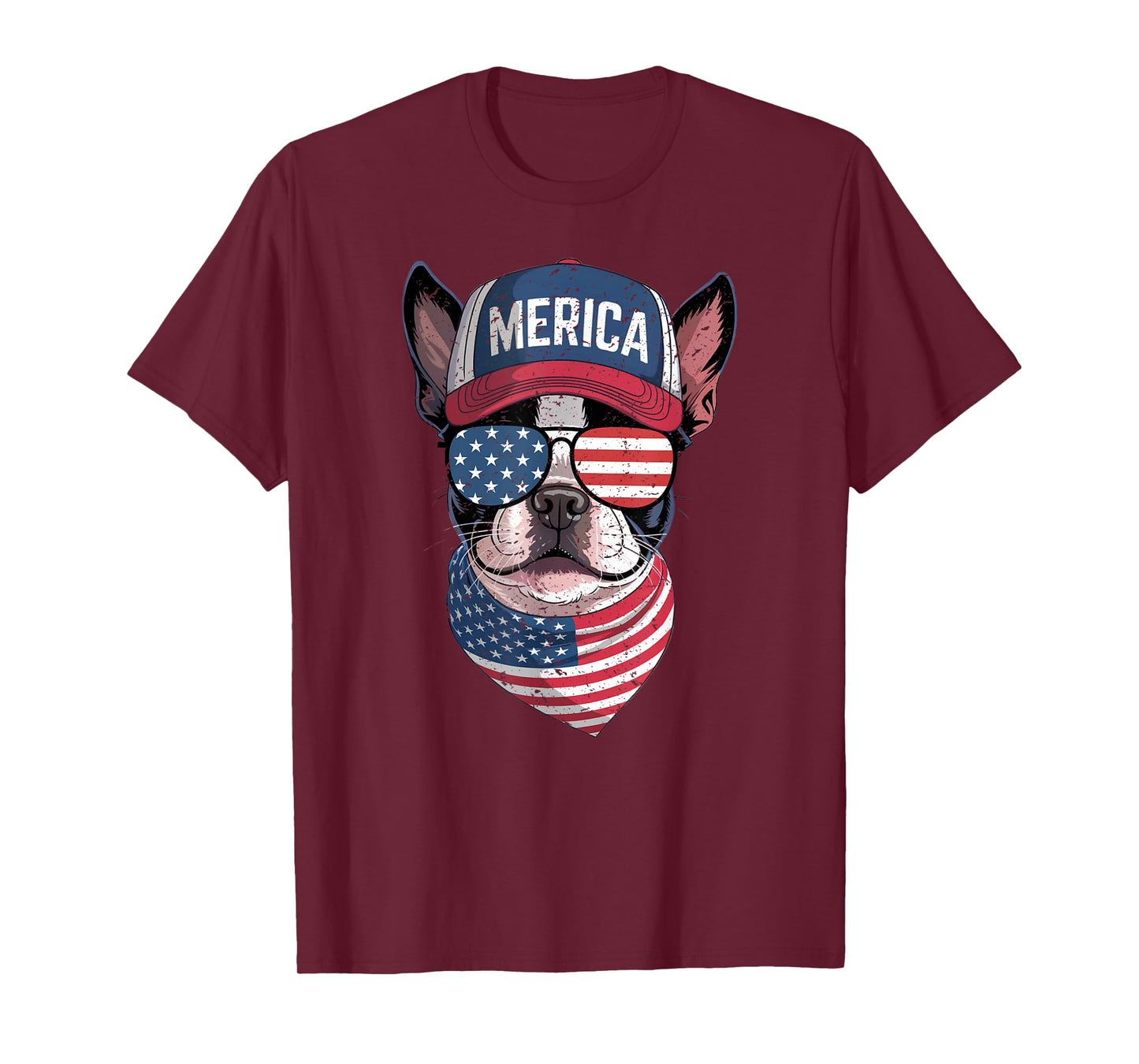 Boston Terrier 4th of July US Merica Bostie Dog Patriotic T-Shirt for Men Women Kids