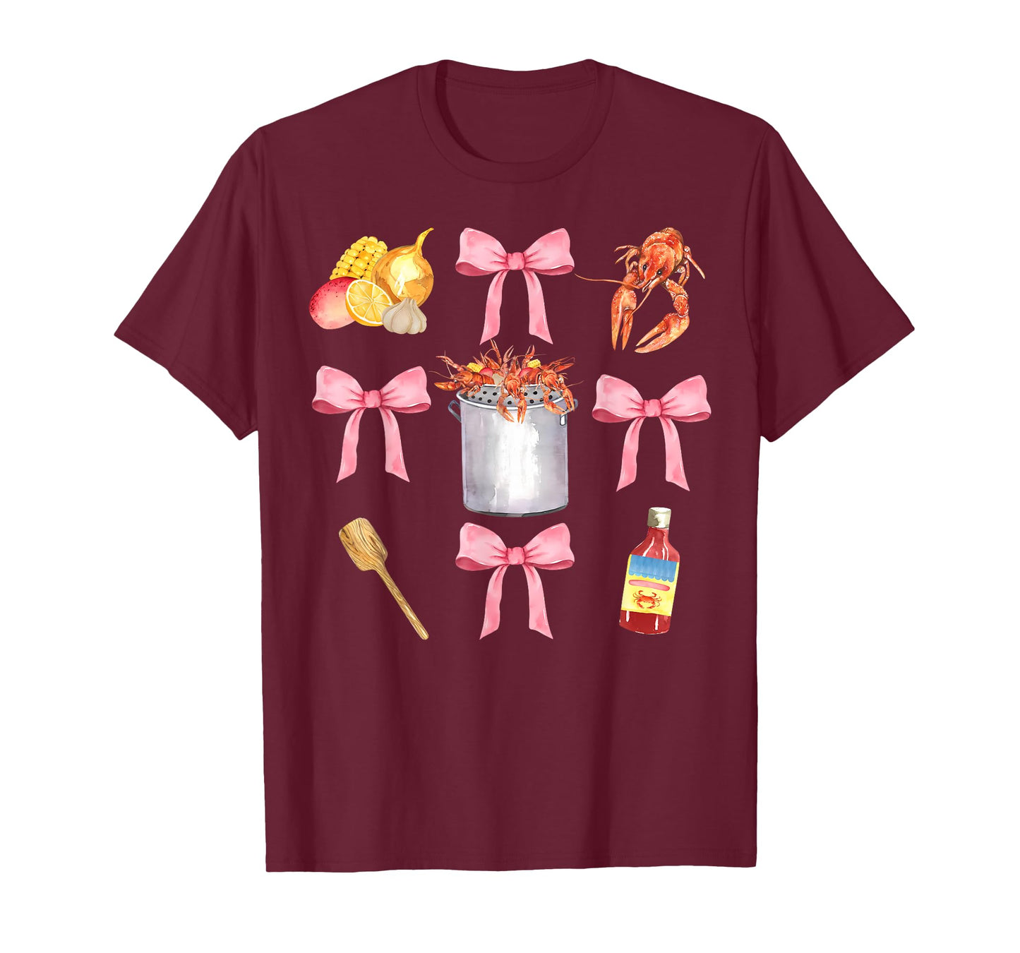 Pink Bow Cute Coquette Crawfish Clean Girl Aesthetic T-Shirt