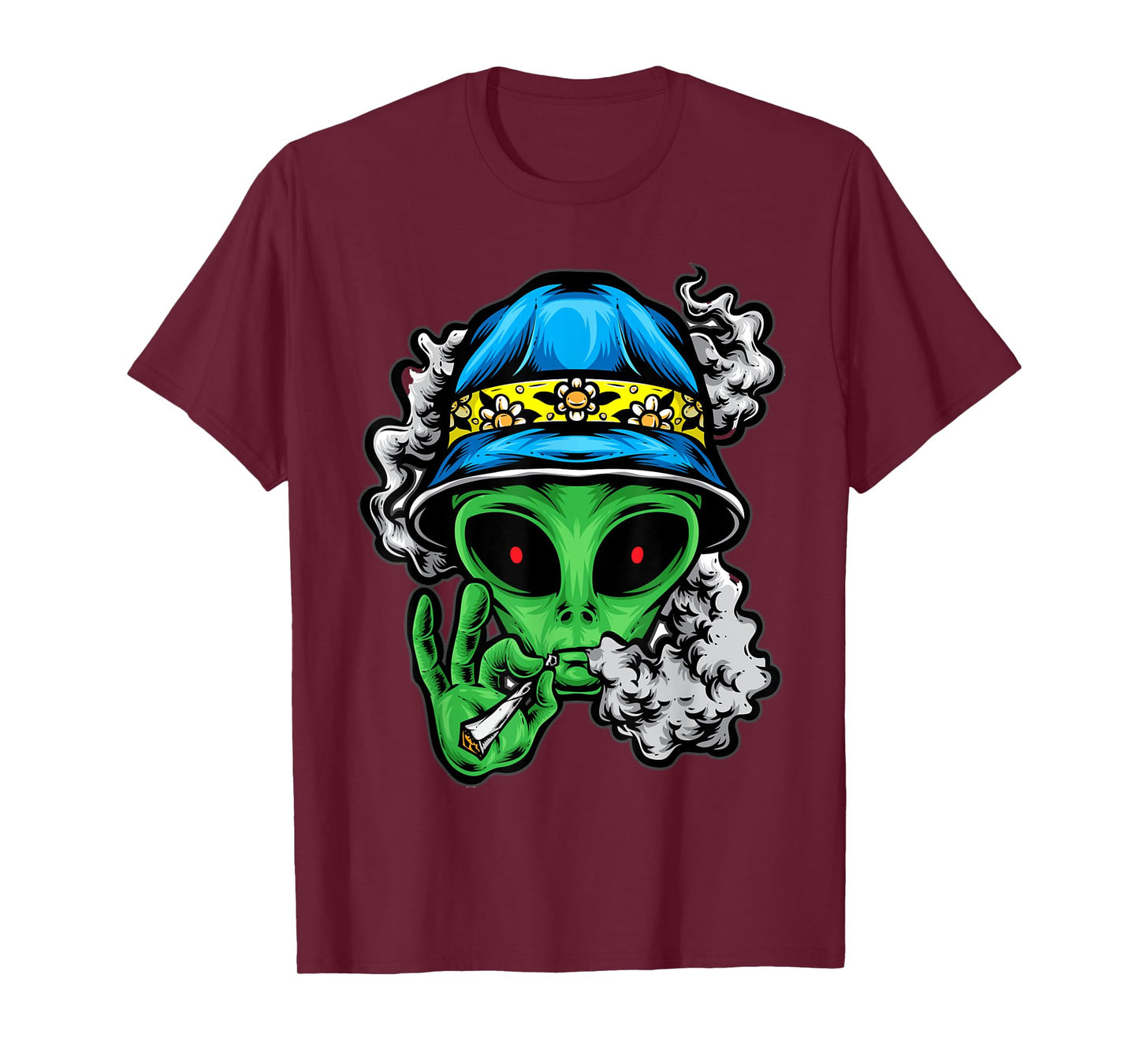 Alien Smoking Weed Funny Marijuana Alien UFO Cannabis 420 T-Shirt
