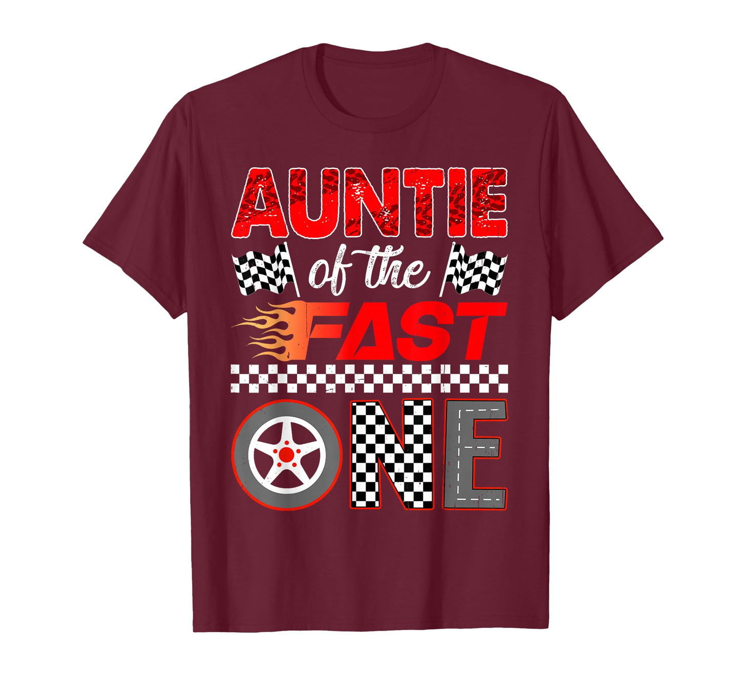 Auntie of The Fast One First Birthday Racing Car Family T-Shirt