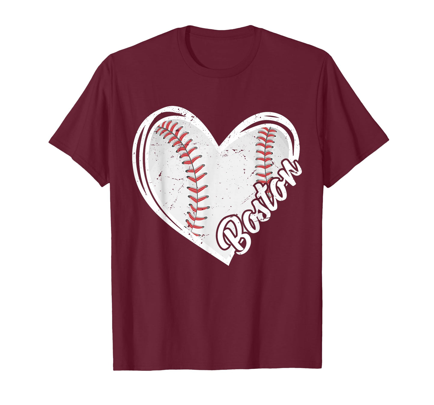 Boston Vintage Baseball Fans Men Women Boys Baseball Heart T-Shirt