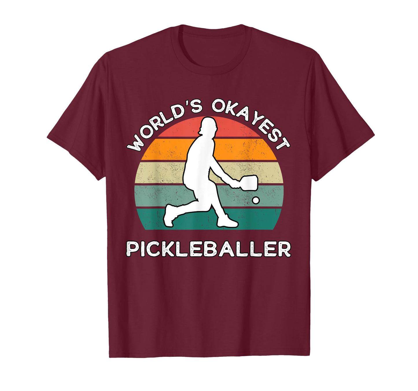 World's Okayest Pickleballer Funny Retro Pickleball Player T-Shirt