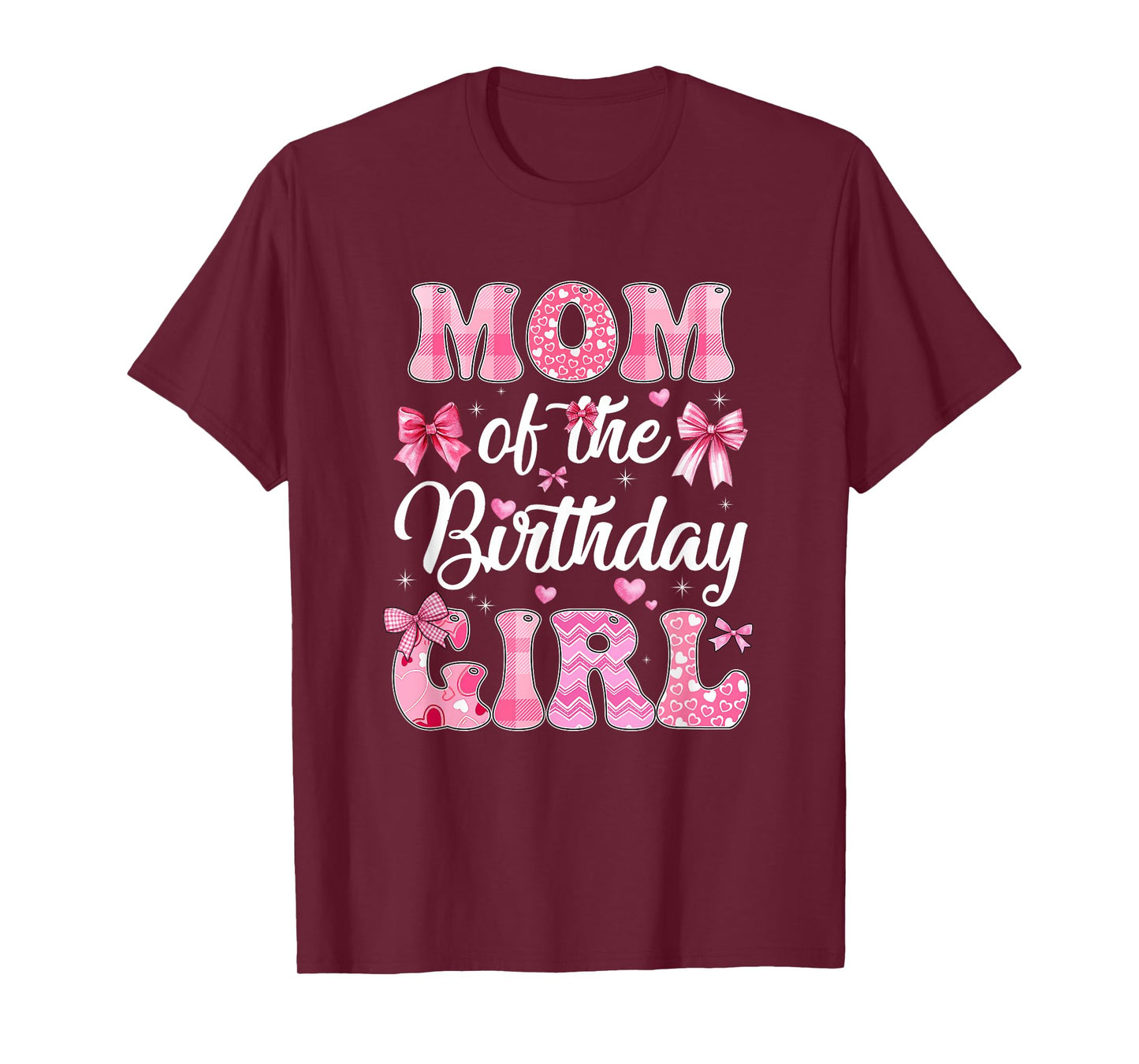 Mom Of The Birthday Girl Family Pink Coquette Bow T-Shirt