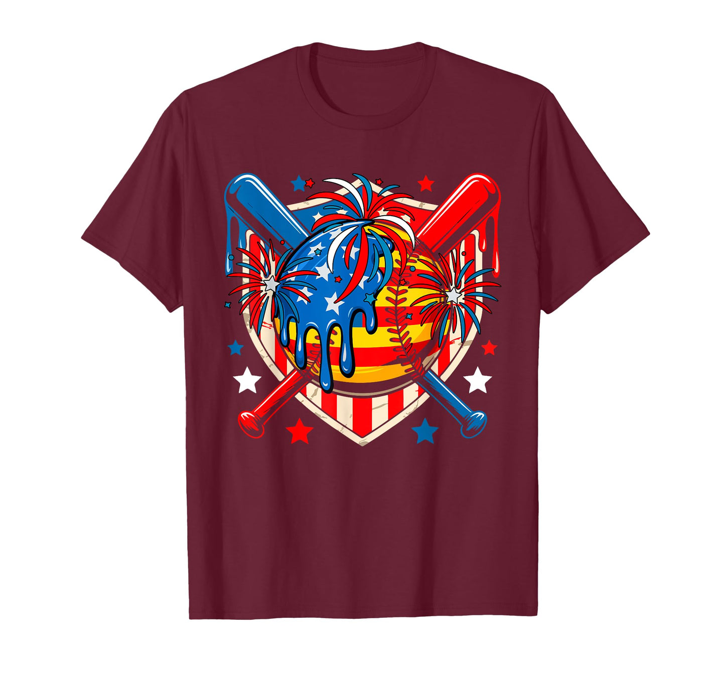 4th Of July Softball Costume Drip As Ice Cream Patriotic T-Shirt
