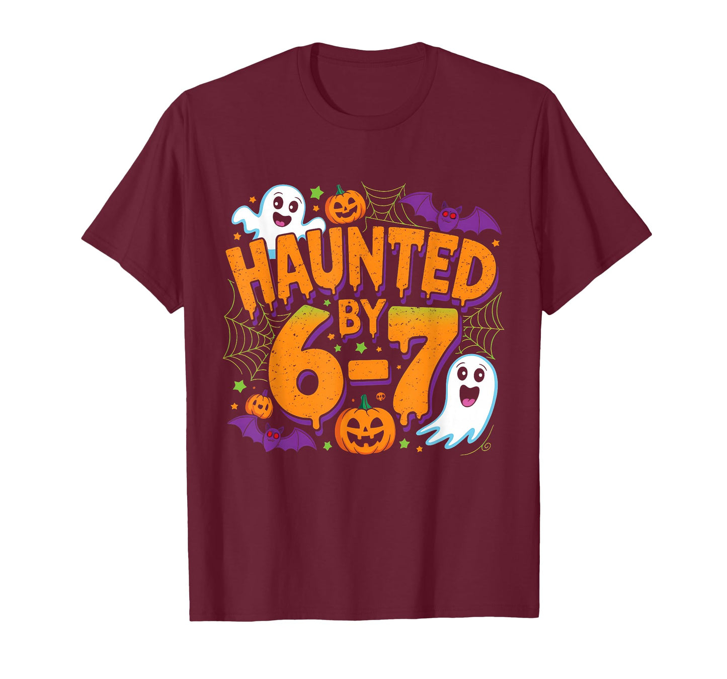 Haunted by 6-7 Halloween Funny Ghosts and Spiders Boy Girl T-Shirt