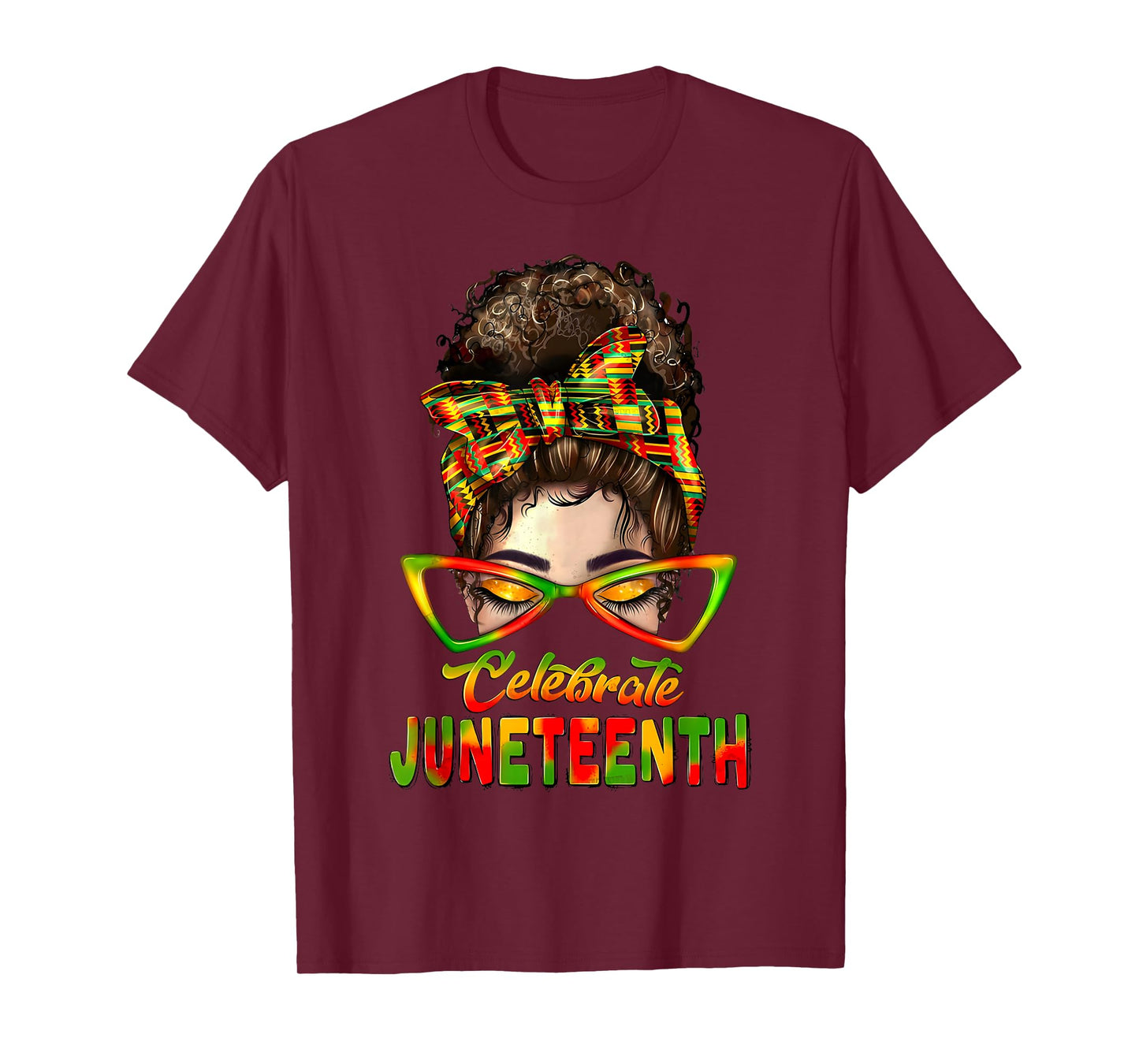 Black Women Messy Bun Juneteenth Celebrate Indepedence Day T-Shirt