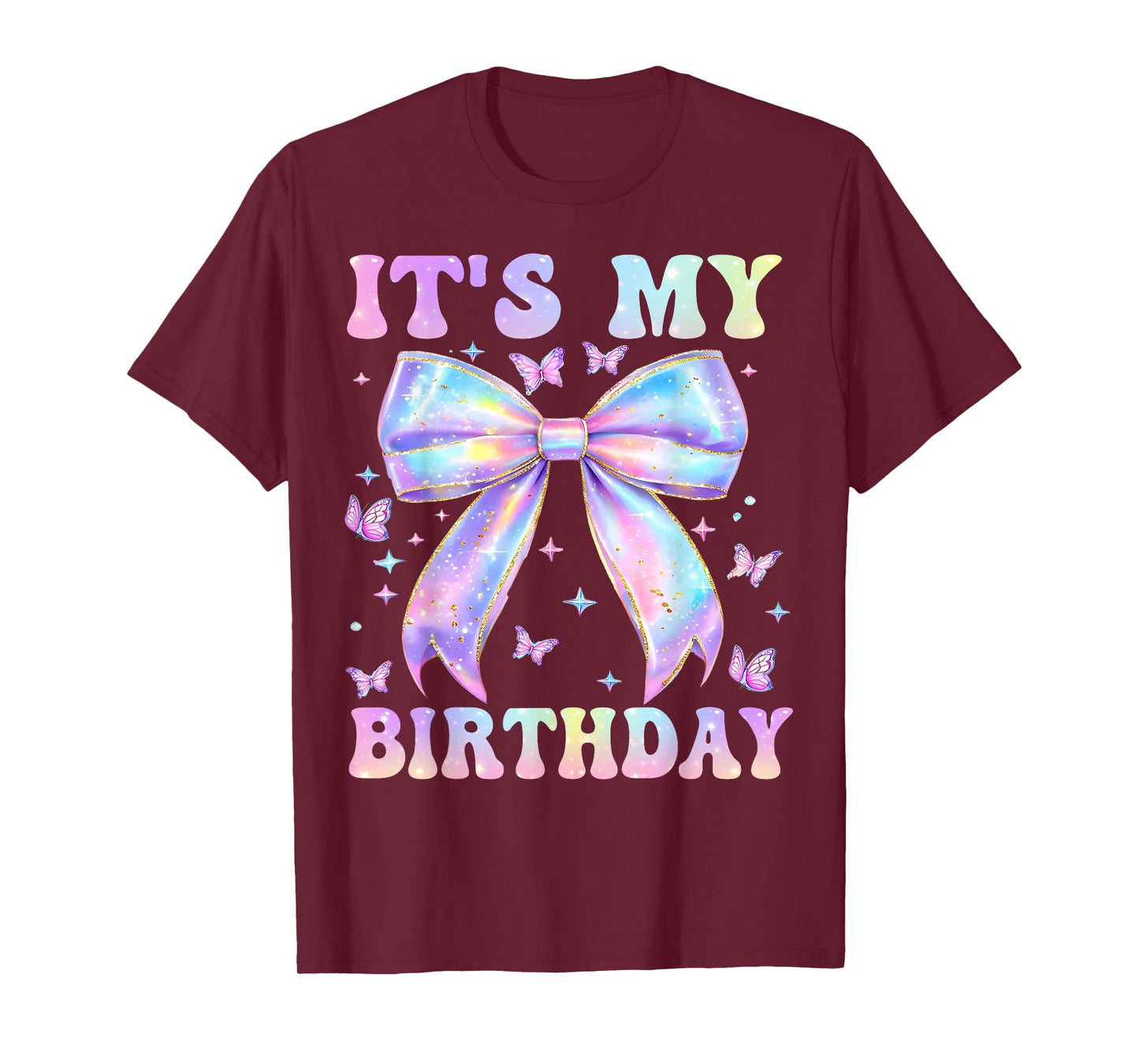 Funny It's My Birthday Girl Coquette Bow Butterfly Bday Kids T-Shirt