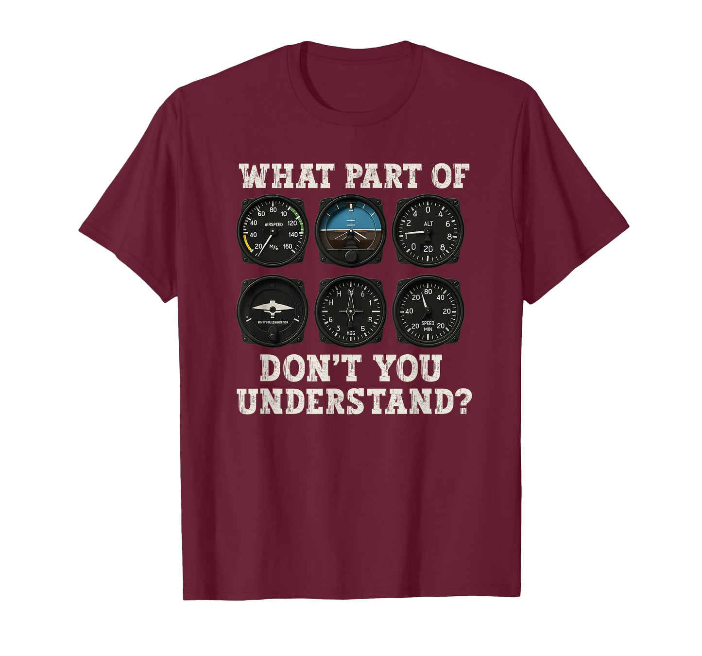 Funny Pilot Art Men Women Aviation Airline Pilot Instruments T-Shirt