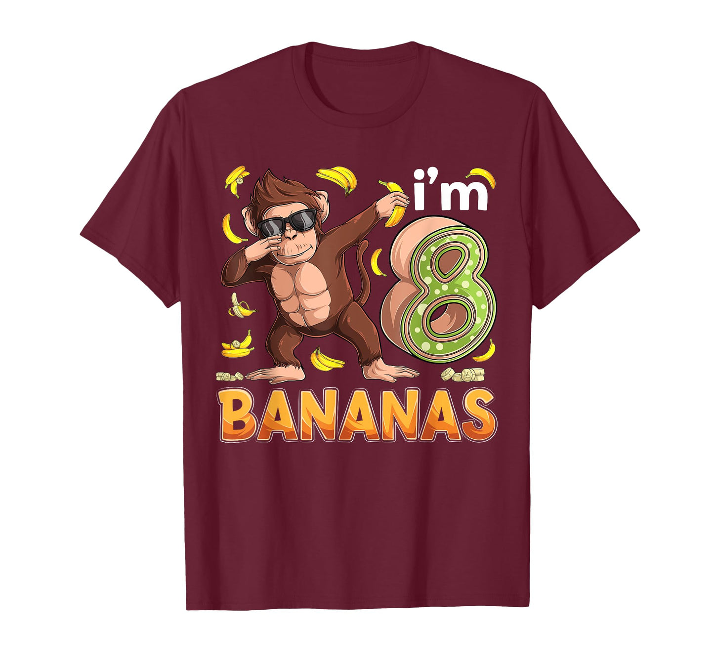 8 Year Old Monkey Birthday Safari Jungle Animal 8th B-day T-Shirt