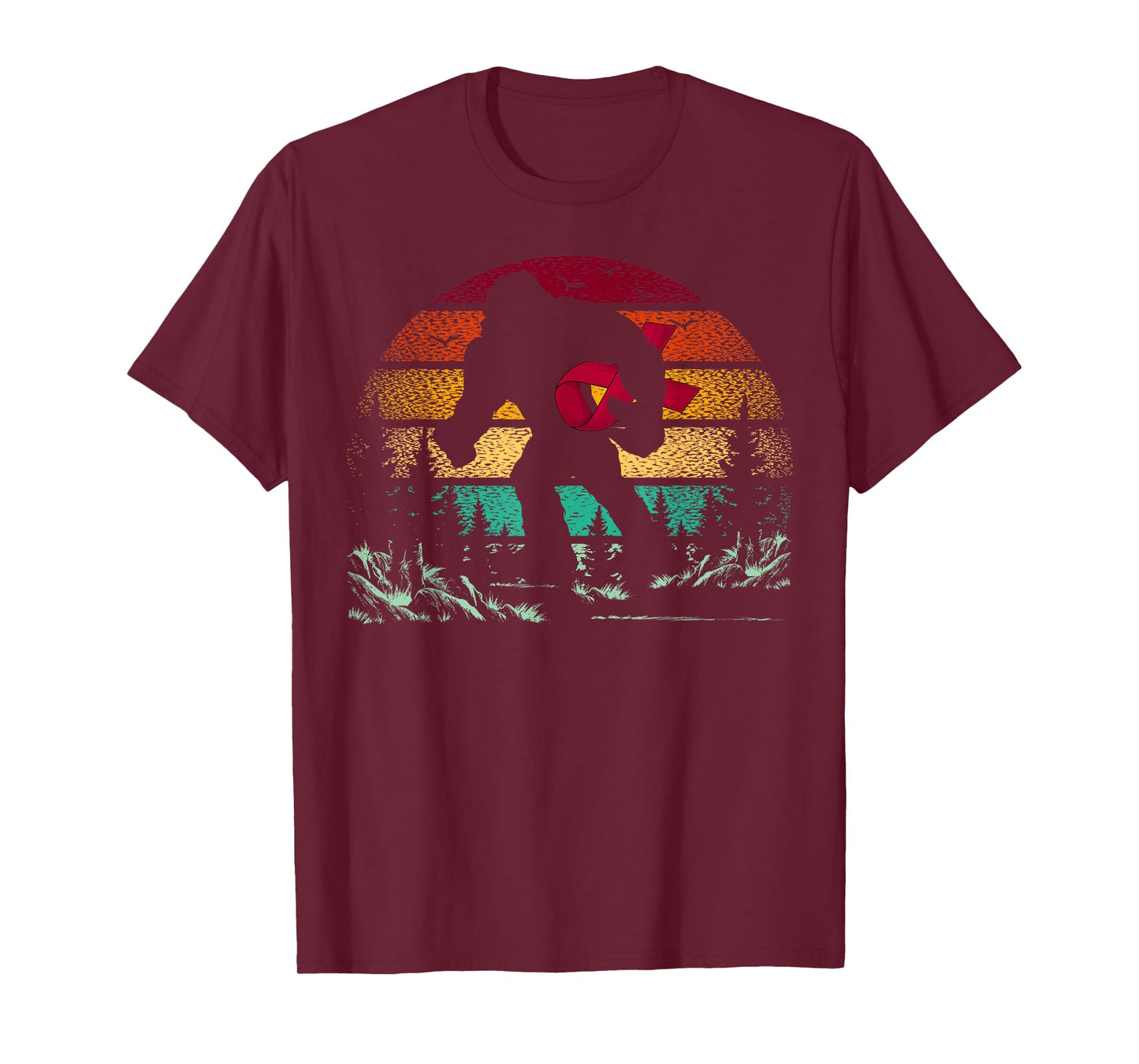 Retro Bigfoot & Burgundy Ribbon Multiple Myeloma Awareness T-Shirt