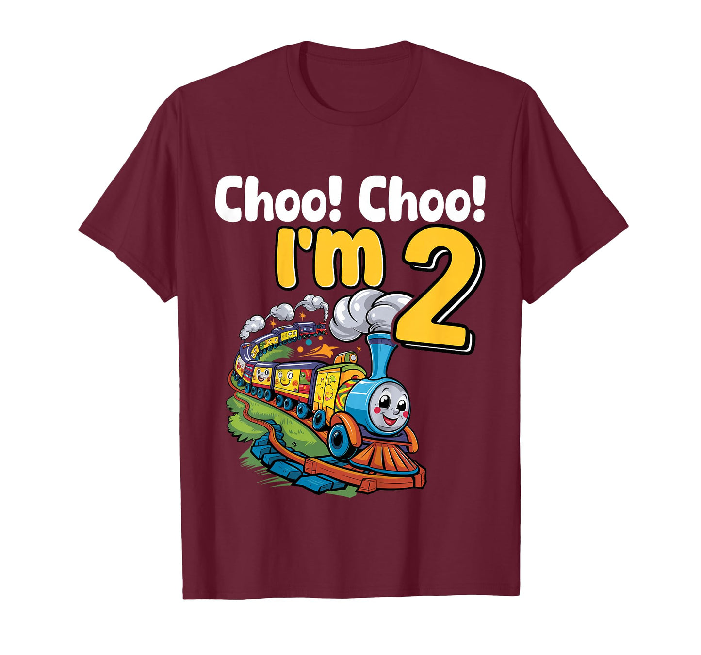Train Choo Choo I'm 2 Years Old 2nd Birthday Party Train T-Shirt