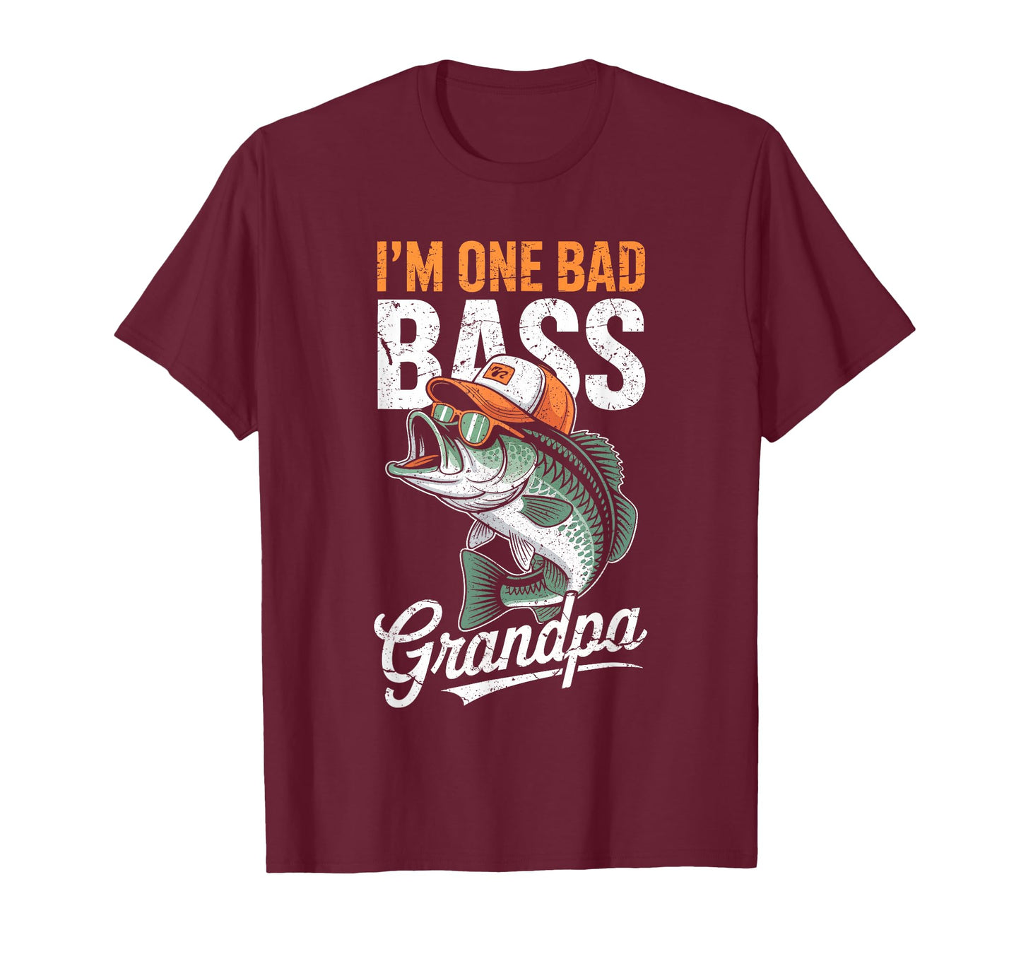 I'm One Bad Bass Grandpa Shirt Men Bass Fishing Fathers Day T-Shirt
