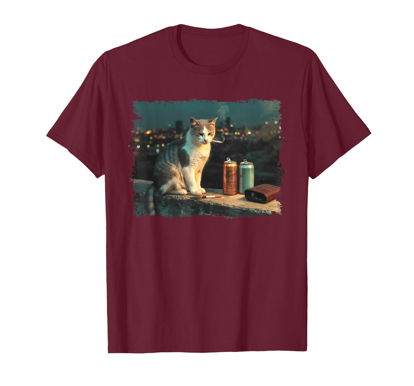 Cigarette Kitten Funny Smoking Cat Meme Stupid Brainrot T-Shirt