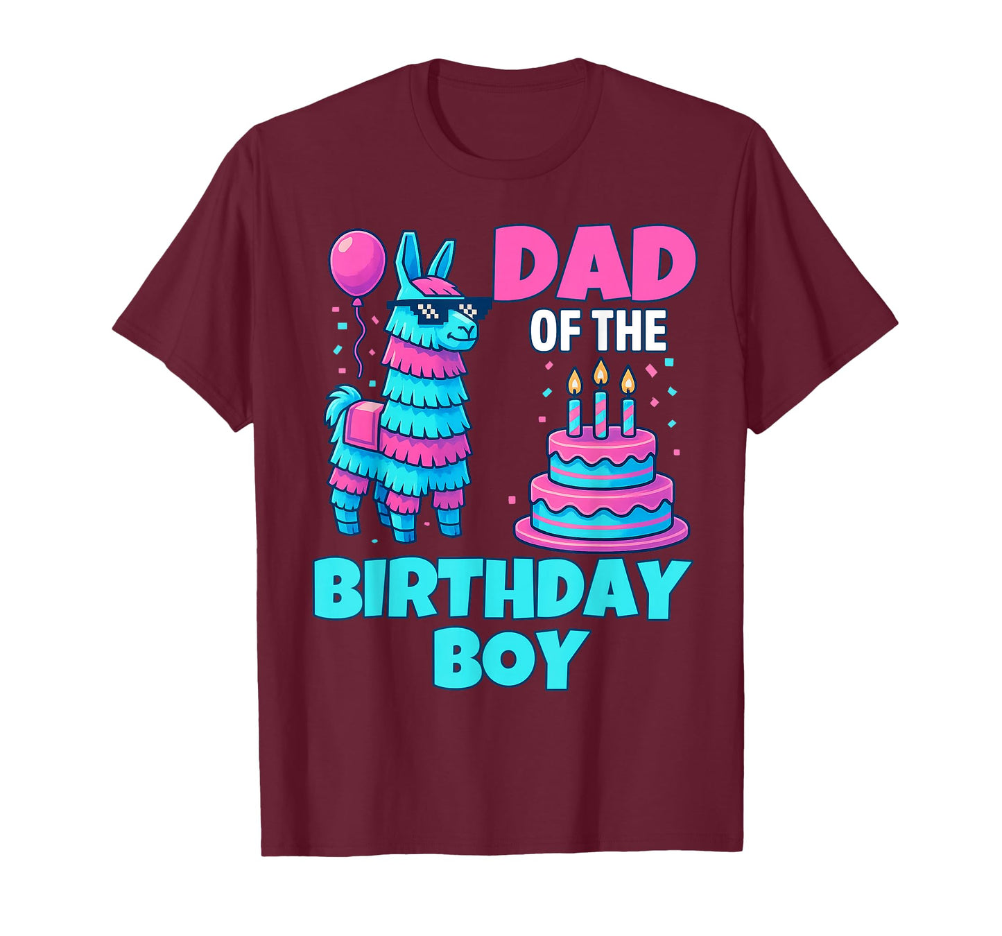 dad of Birthday Boy Llama Pinata Party family mathing men T-Shirt