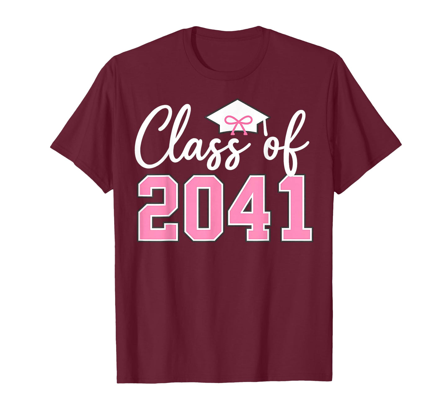 Class of 2041 Grow with Me Kindergarten Pink Coquette Bow T-Shirt
