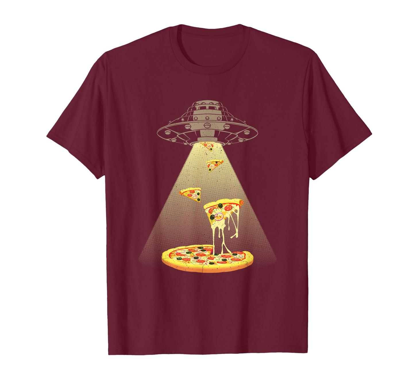 Cool Pizza For Men Women UFO Alien Eating Pizza Abduction T-Shirt
