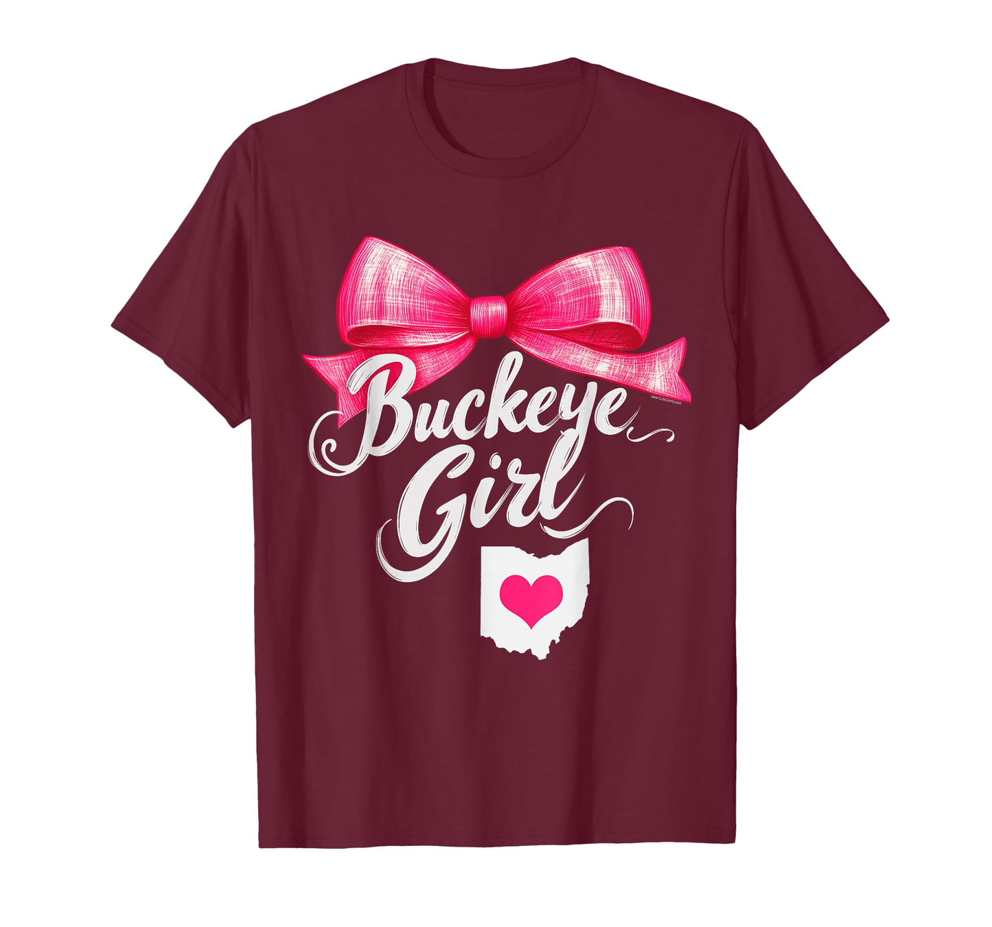 Buckeye Girl Ohio Home Heart State Pink Kids Girls Womens T-Shirt