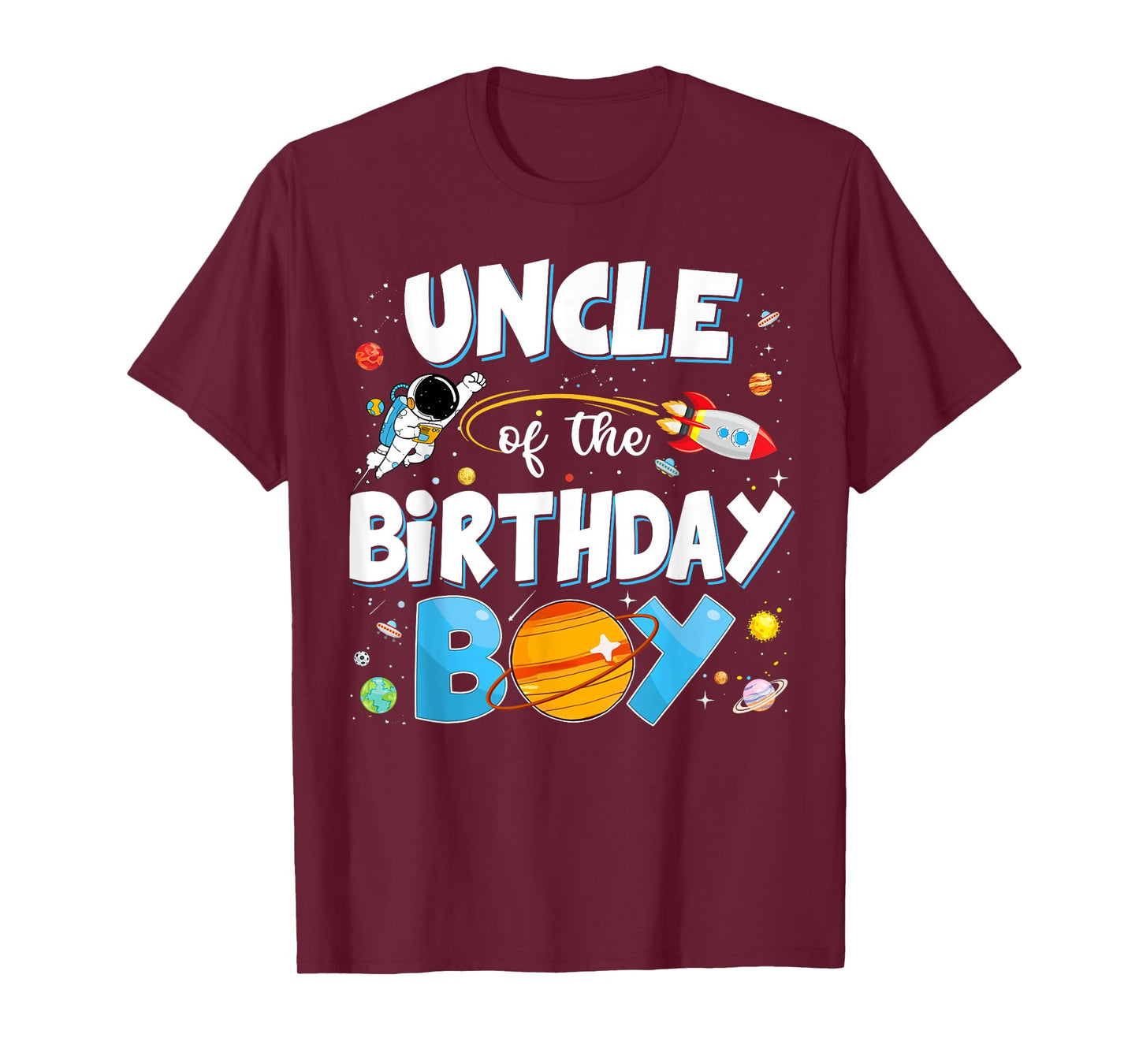 Uncle Of The Birthday Boy Astronaut Family Space Planet T-Shirt