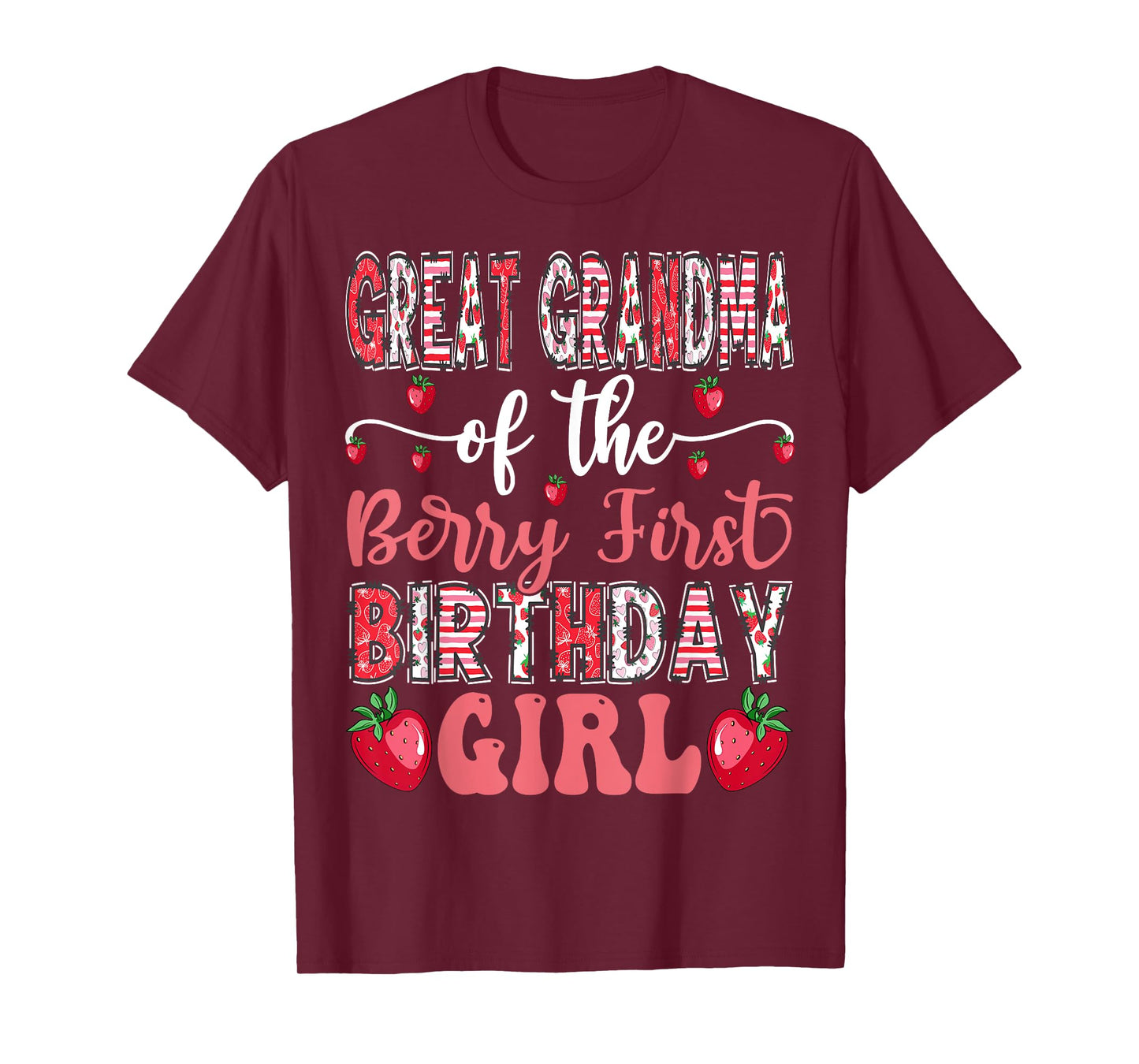Great Grandma Of The Berry First Birthday Girl Strawberry T-Shirt