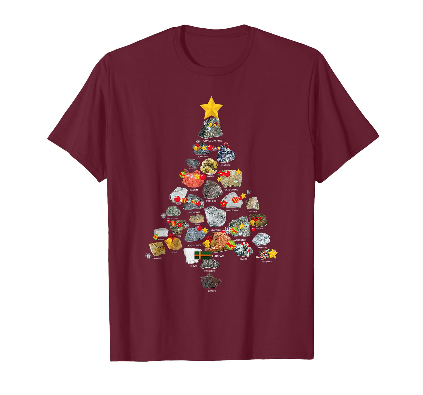 Ores Minerals Gems Rocks collecting Christmas Tree Geology T-Shirt