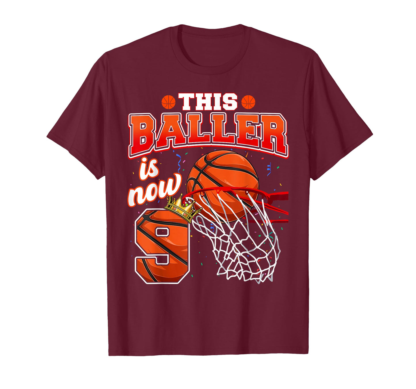 This Basketball Baller Is Now 9 Years Old Happy My Birthday T-Shirt