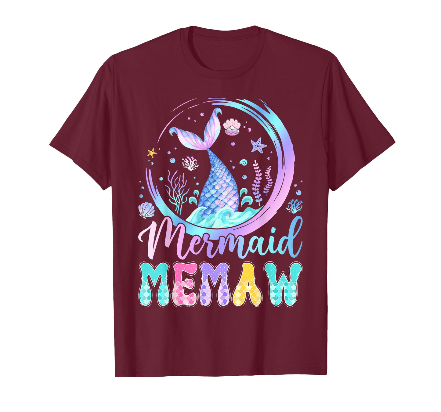 Mermaid Memaw Of The Birthday Girl Family Matching T-Shirt