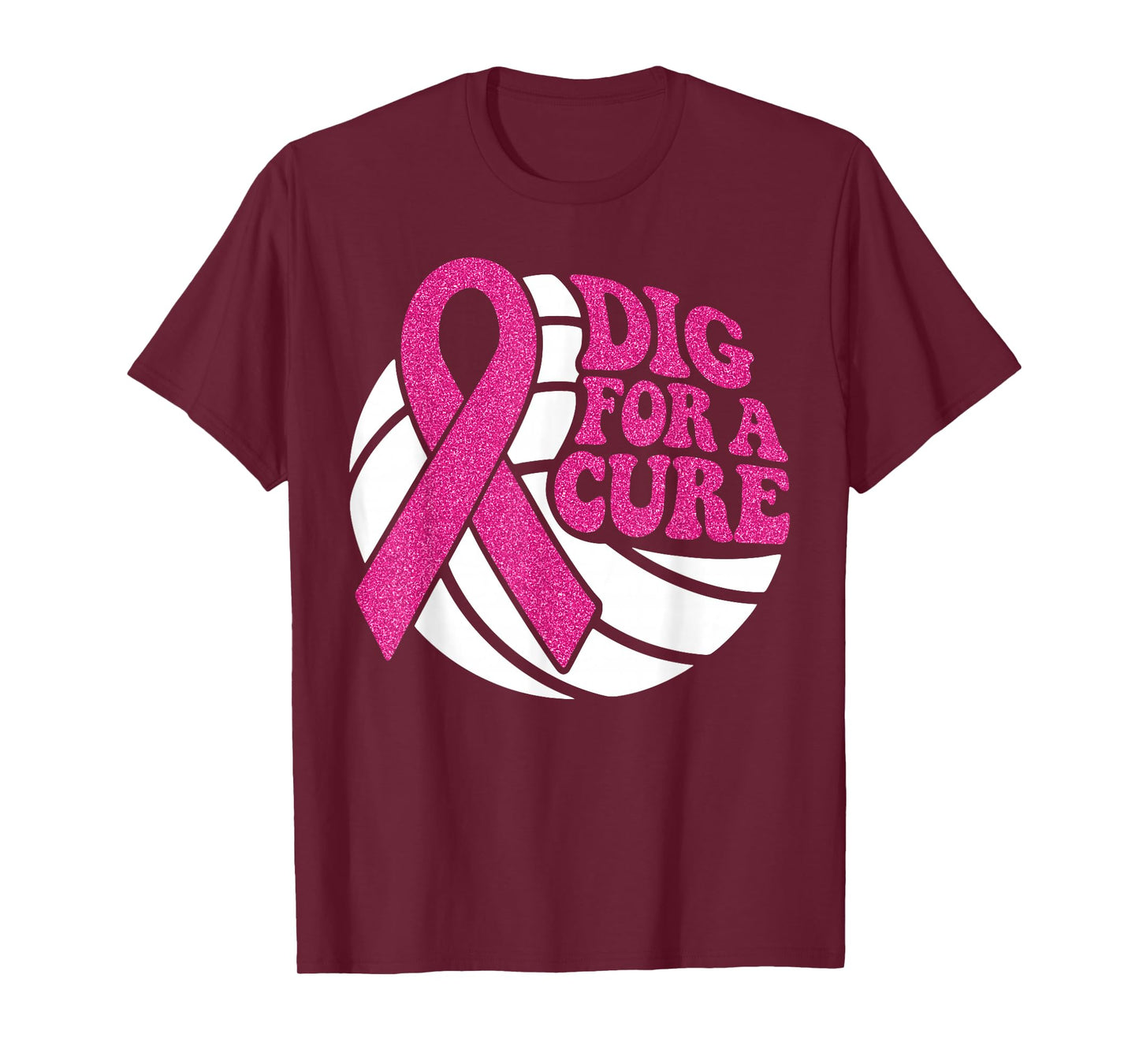 Dig for Cure Pink Ribbon Volleyball Breast Cancer Awareness T-Shirt
