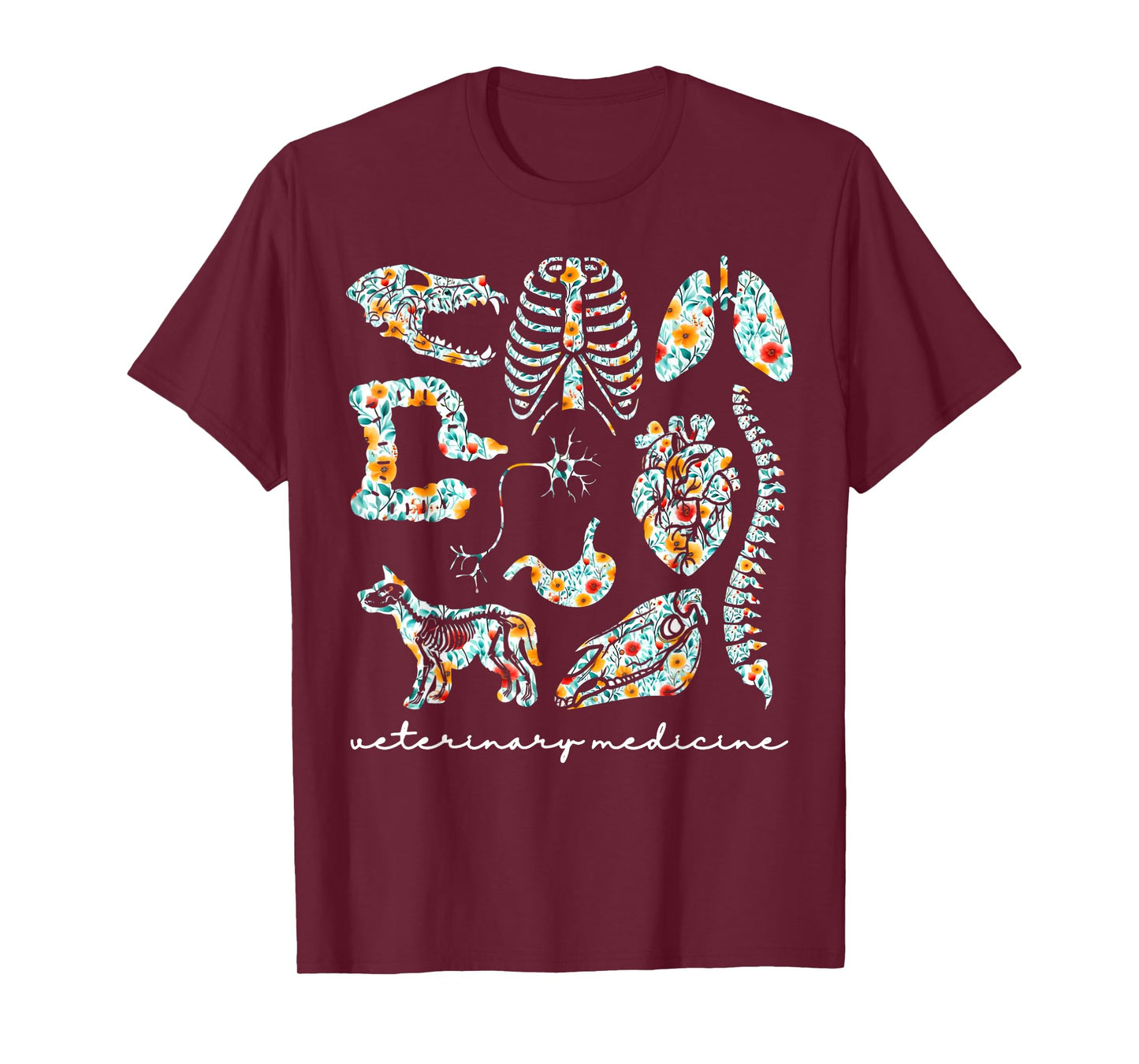 Floral Veterinary Anatomy Vet Tech Veterinary Technician T-Shirt