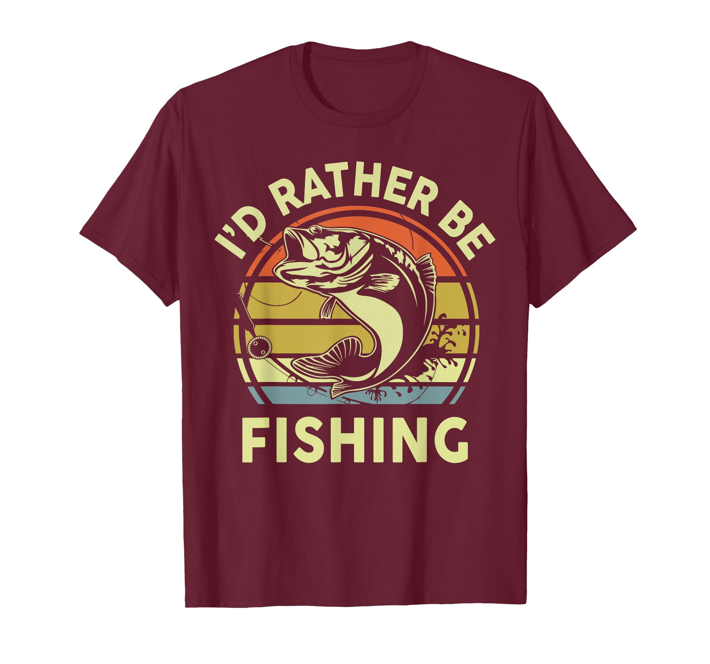 Men I'd Rather Be Fishing-Shirt Boy Bass Fish Funny Graphic T-Shirt