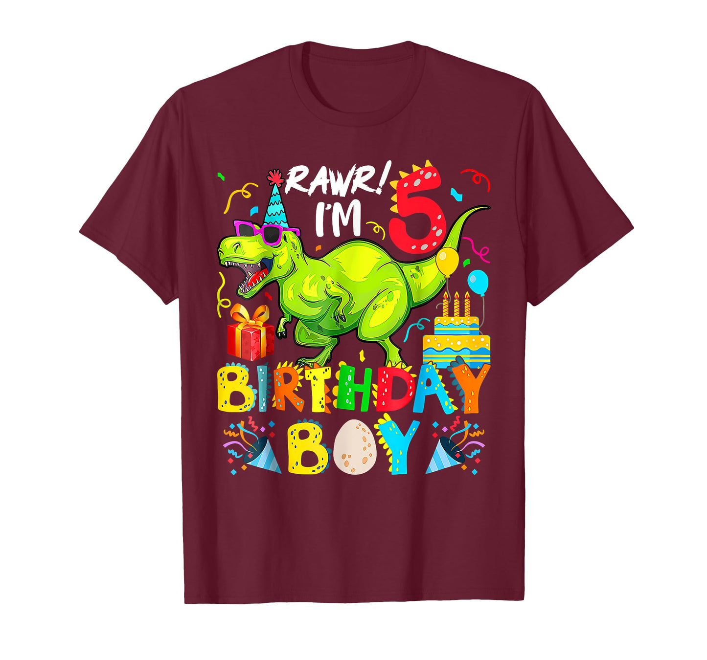 Rawr I'm 5Th Birthday Boy Dinosaur T-Rex 1 Years Old T-Shirt