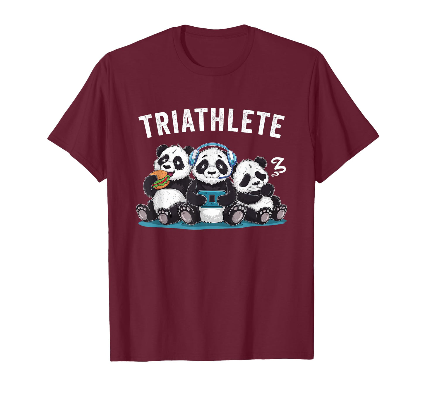 Triathlete Panda Headset Console Nerd Gaming Gadget Gamer T-Shirt