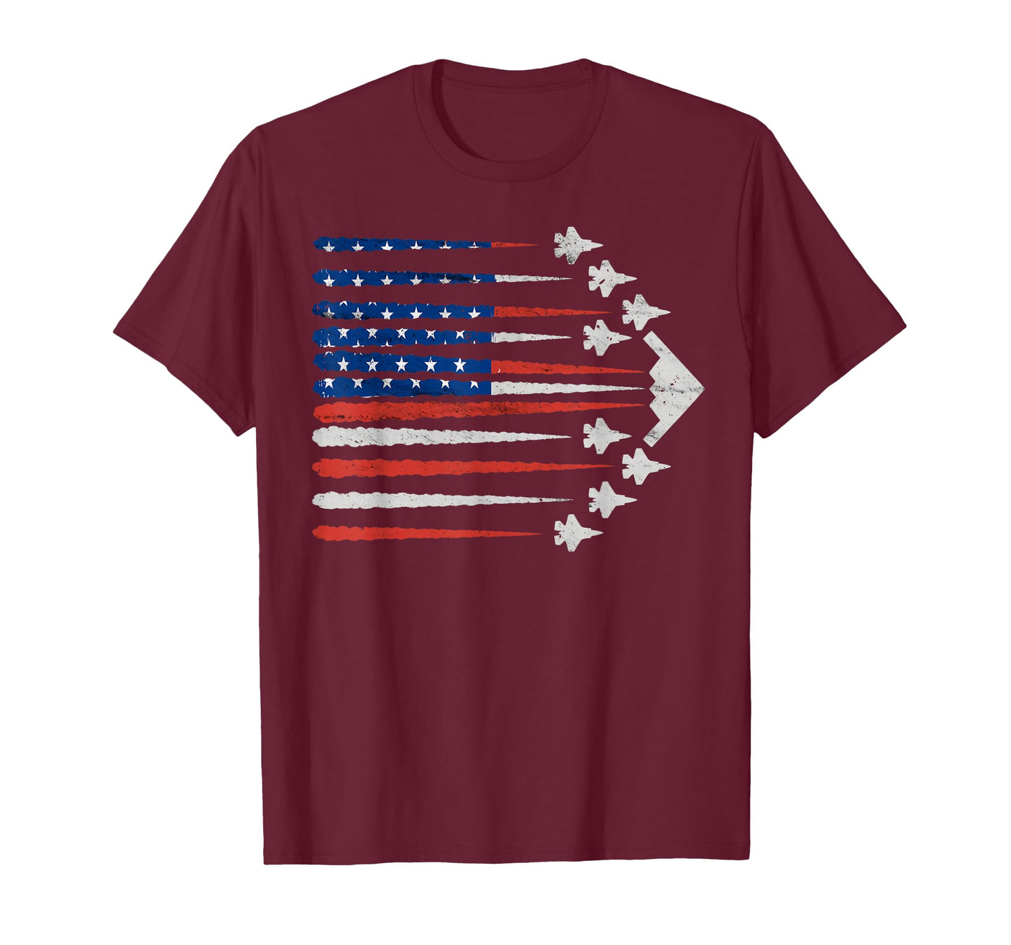 Patriotic Fighter Jets USA Flag Red White & Blue 4th of July T-Shirt