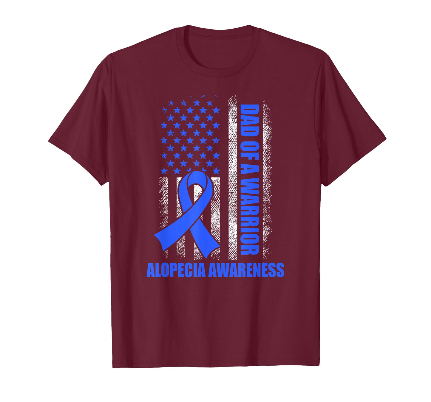 Proud Dad Of A Warrior Alopecia Awareness US Flag T-Shirt