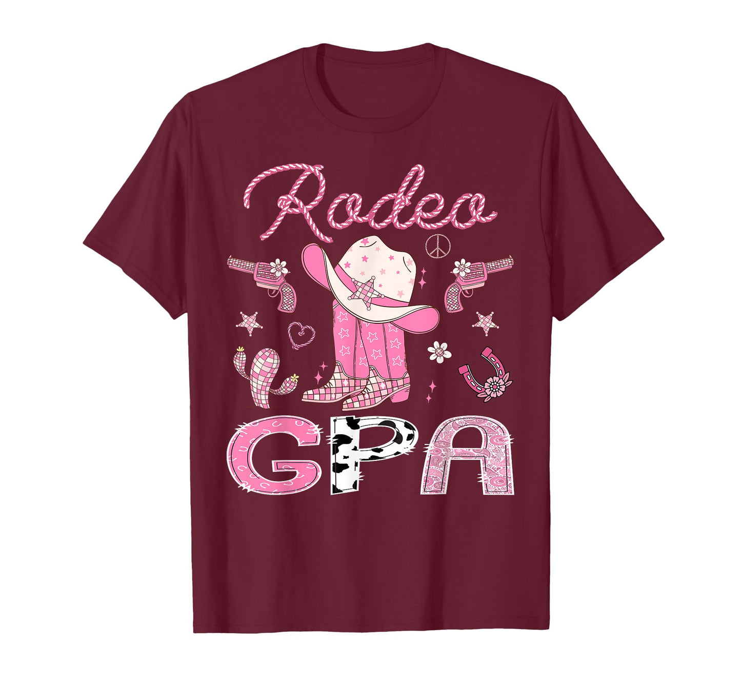 Rodeo GPA 1St Birthday Pink Boots Disco Cowgirl T-Shirt